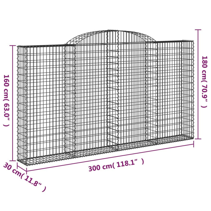 Coșuri gabion arcuite 5 buc. 300x30x160/180 cm fier galvanizat - WALTI WALTI