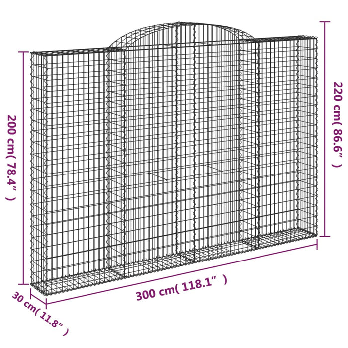 Coșuri gabion arcuite, 2 buc. 300x30x200/220 cm fier galvanizat - WALTI WALTI