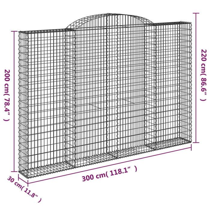 Coșuri gabion arcuite 4 buc. 300x30x200/220 cm fier galvanizat - WALTI WALTI