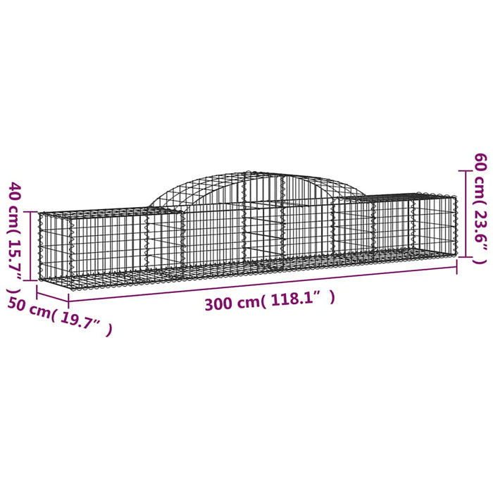 Coșuri gabion arcuite, 2 buc., 300x50x40/60 cm, fier galvanizat - WALTI WALTI