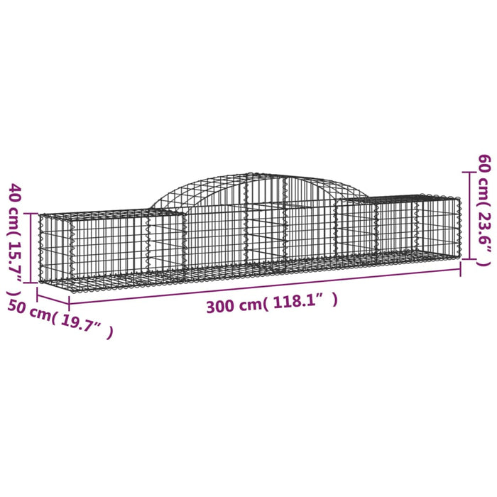 Coșuri gabion arcuite, 11 buc., 300x50x40/60cm, fier galvanizat - WALTI WALTI