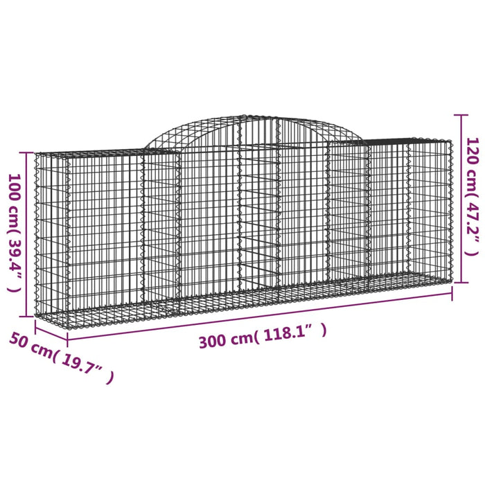 Coșuri gabion arcuite 4 buc, 300x50x100/120 cm fier galvanizat - WALTI WALTI