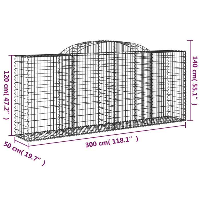 Coșuri gabion arcuite 13 buc. 300x50x120/140 cm fier galvanizat - WALTI WALTI