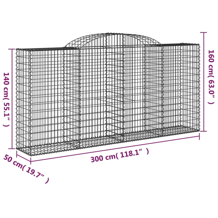 Coșuri gabion arcuite 17 buc, 300x50x140/160cm, fier galvanizat - WALTI WALTI