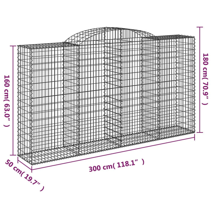 Coșuri gabion arcuite 3 buc, 300x50x160/180 cm, fier galvanizat - WALTI WALTI