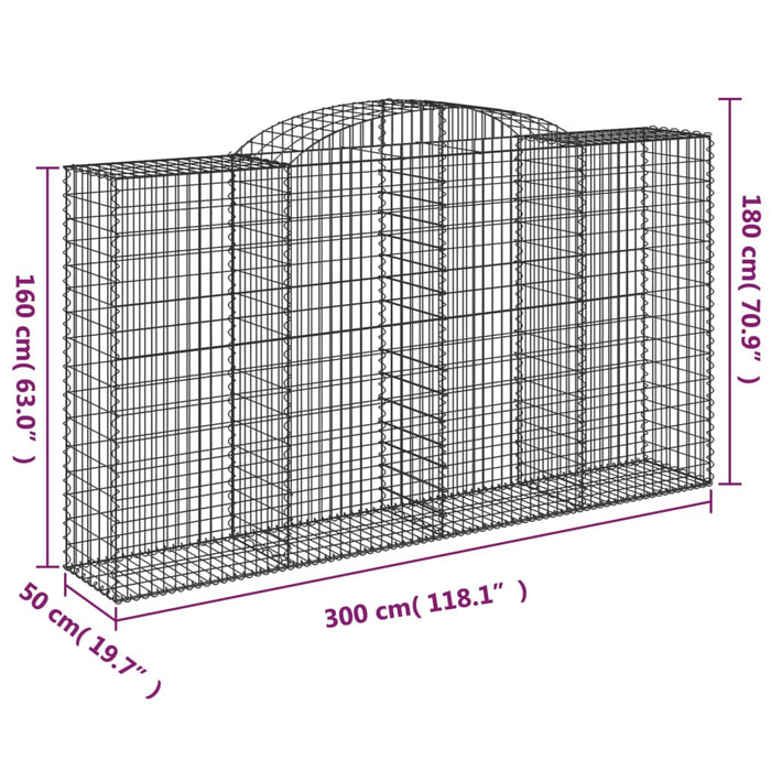 Coșuri gabion arcuite 6 buc, 300x50x160/180 cm, fier galvanizat - WALTI WALTI