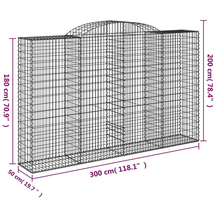 Coșuri gabion arcuite 7 buc, 300x50x180/200 cm, fier galvanizat - WALTI WALTI