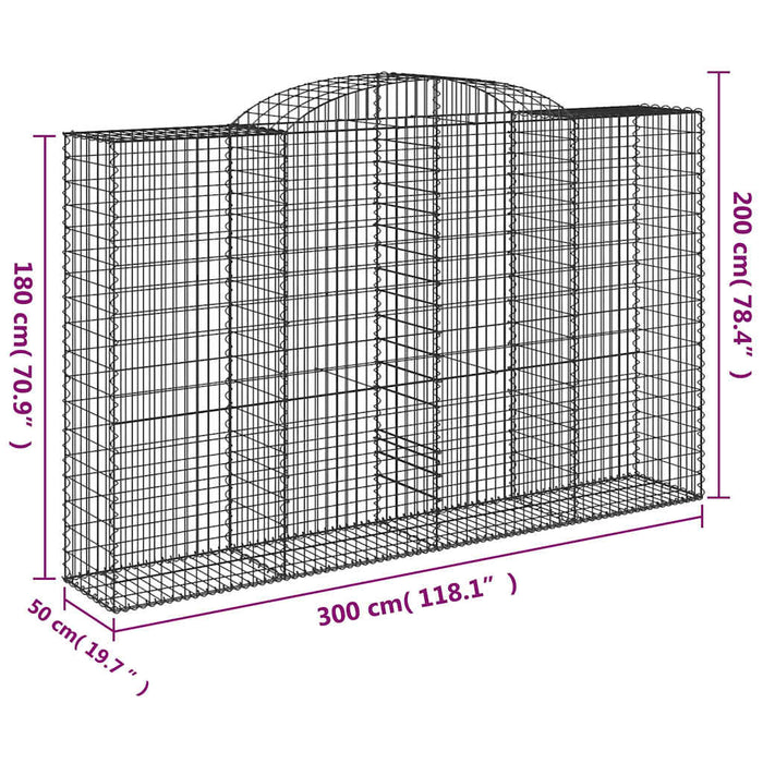 Coșuri gabion arcuite 11 buc, 300x50x180/200 cm fier galvanizat - WALTI WALTI