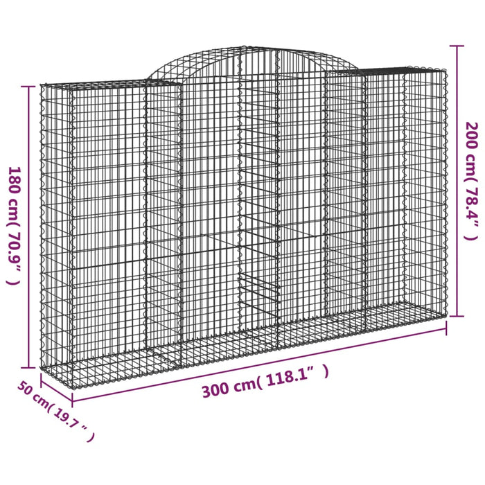 Coșuri gabion arcuite 12 buc, 300x50x180/200 cm fier galvanizat - WALTI WALTI