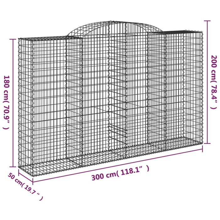 Coșuri gabion arcuite 13 buc, 300x50x180/200 cm fier galvanizat - WALTI WALTI