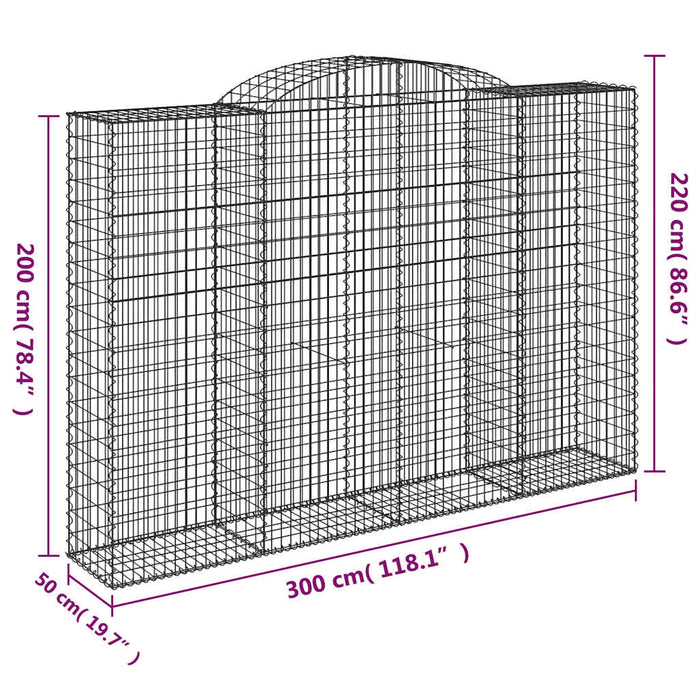 Coșuri gabion arcuite 12 buc. 300x50x200/220 cm fier galvanizat - WALTI WALTI