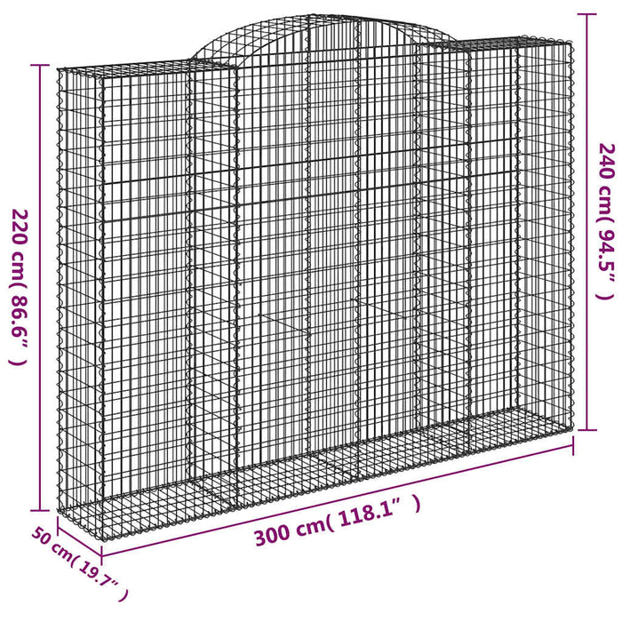 Coșuri gabion arcuite, 4 buc, 300x50x220/240cm, fier galvanizat - WALTI WALTI