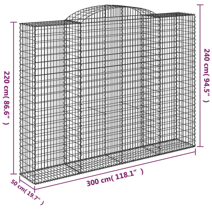 Coșuri gabion arcuite, 5 buc, 300x50x220/240cm, fier galvanizat - WALTI WALTI