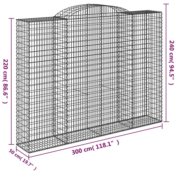 Coșuri gabion arcuite, 7 buc, 300x50x220/240cm, fier galvanizat - WALTI WALTI