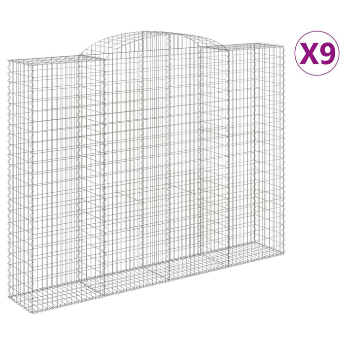 Coșuri gabion arcuite, 9 buc, 300x50x220/240cm, fier galvanizat - WALTI WALTI