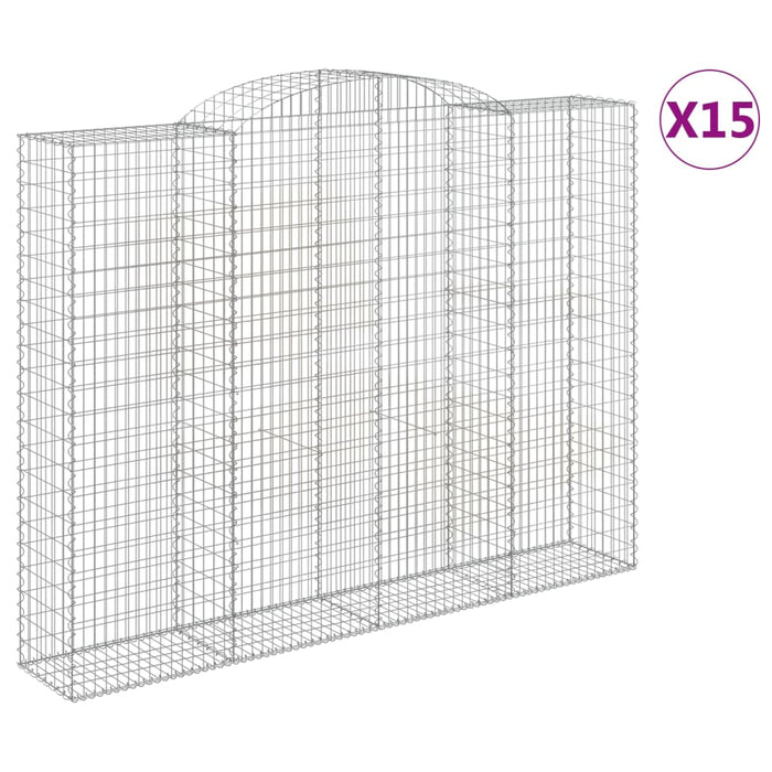 Coșuri gabion arcuite, 15 buc 300x50x220/240cm, fier galvanizat - WALTI WALTI