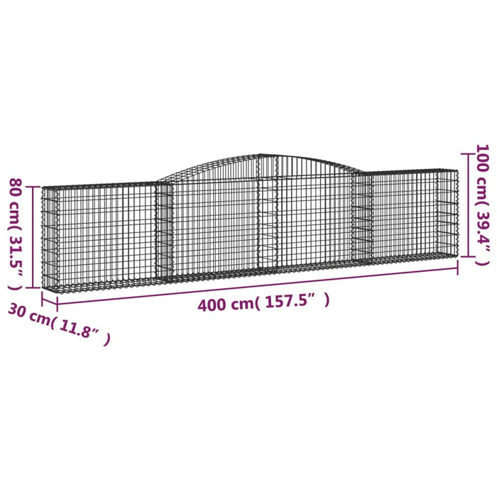 Coșuri gabion arcuite 3 buc, 400x30x80/100 cm, fier galvanizat - WALTI WALTI