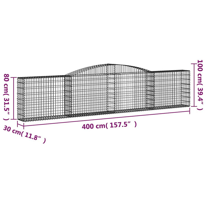 Coșuri gabion arcuite 20 buc, 400x30x80/100 cm, fier galvanizat - WALTI WALTI