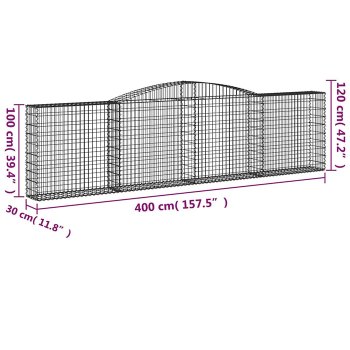 Coșuri gabion arcuite 8 buc, 400x30x100/120 cm fier galvanizat - WALTI WALTI