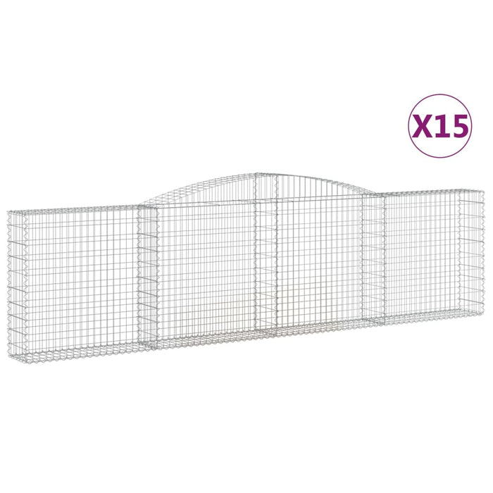 Coșuri gabion arcuite 15 buc, 400x30x100/120 cm fier galvanizat - WALTI WALTI
