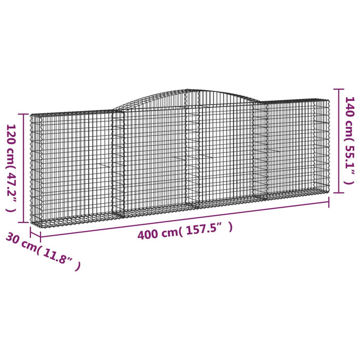 Coșuri gabion arcuite 4 buc. 400x30x120/140cm fier galvanizat - WALTI WALTI