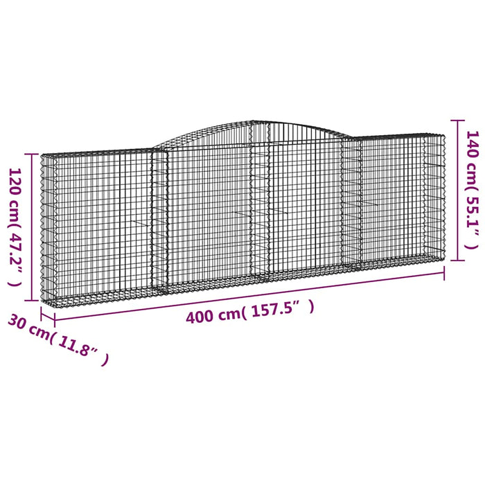 Coșuri gabion arcuite 9 buc. 400x30x120/140 cm, fier galvanizat - WALTI WALTI