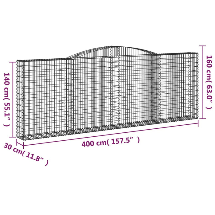 Coșuri gabion arcuite 5 buc, 400x30x140/160 cm, fier galvanizat - WALTI WALTI