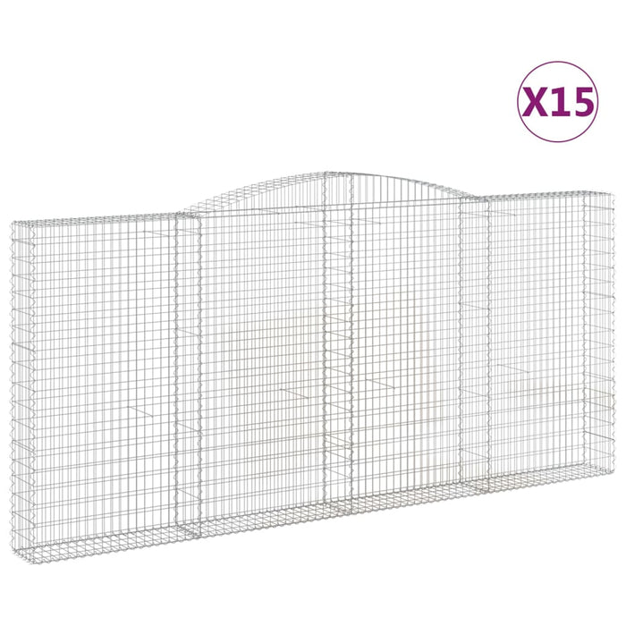 Coșuri gabion arcuite 15 buc, 400x30x180/200cm, fier galvanizat - WALTI WALTI