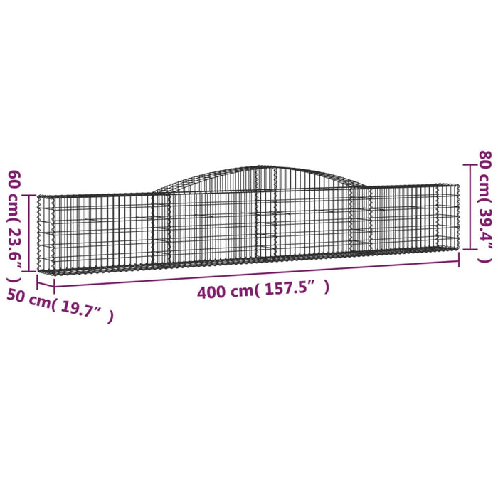 Coșuri gabion arcuite 25 buc, 400x50x60/80 cm, fier galvanizat - WALTI WALTI