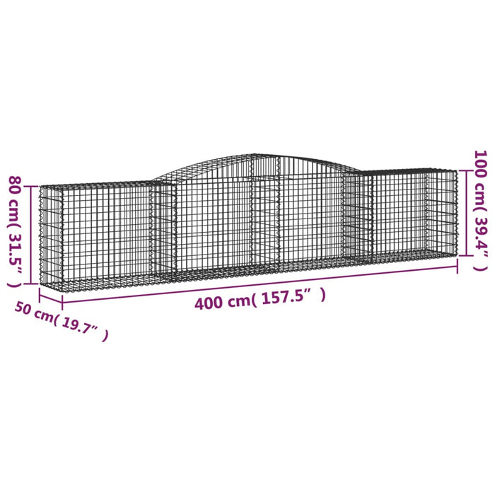 Coșuri gabion arcuite 9 buc, 400x50x80/100 cm, fier galvanizat - WALTI WALTI
