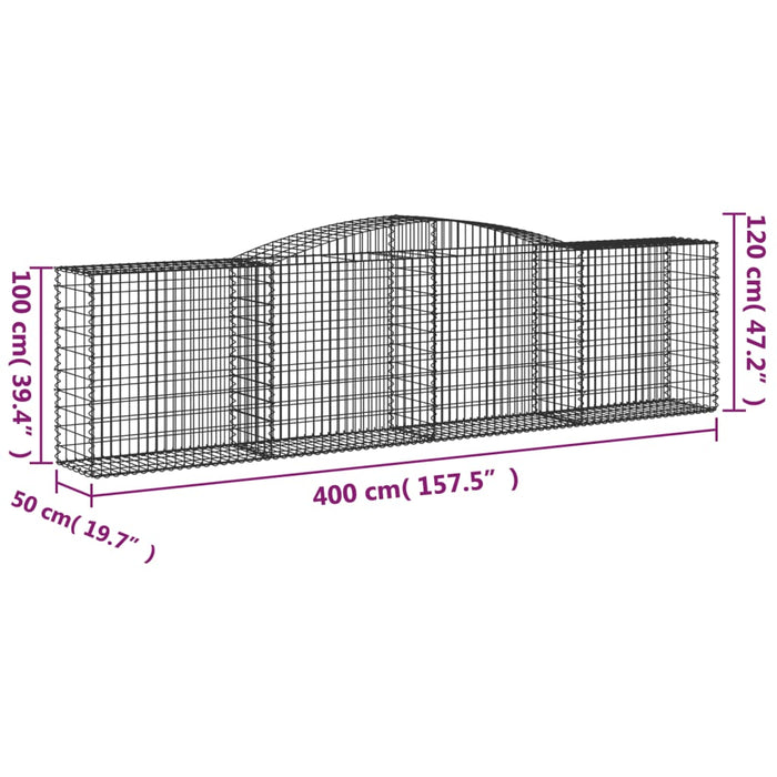 Coșuri gabion arcuite 4 buc, 400x50x100/120 cm fier galvanizat - WALTI WALTI
