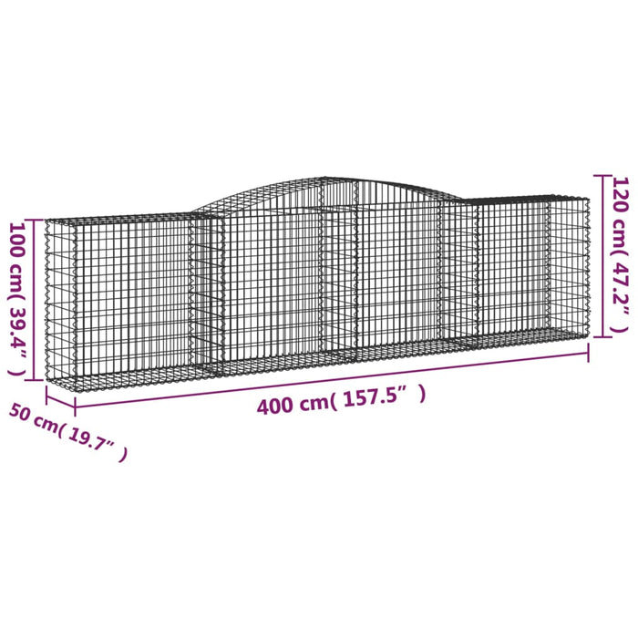Coșuri gabion arcuite 9 buc, 400x50x100/120 cm fier galvanizat - WALTI WALTI