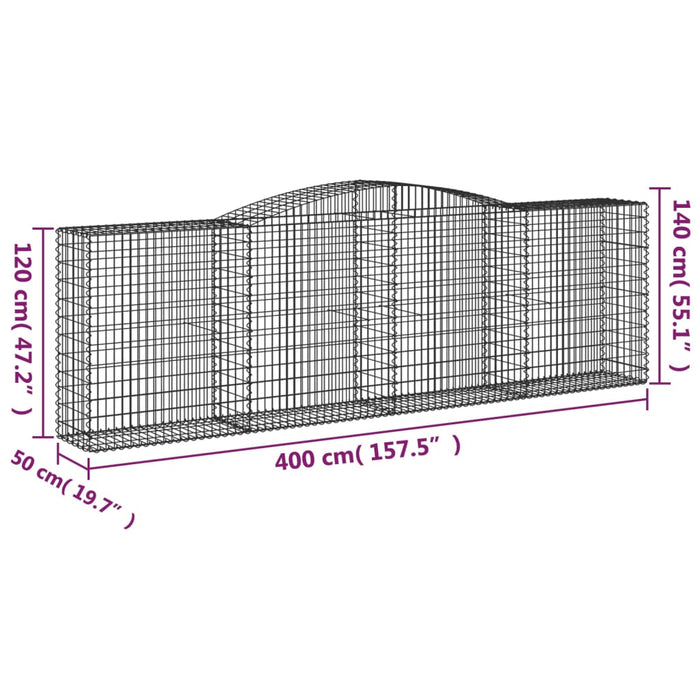 Coșuri gabion arcuite 9 buc, 400x50x120/140 cm, fier galvanizat - WALTI WALTI