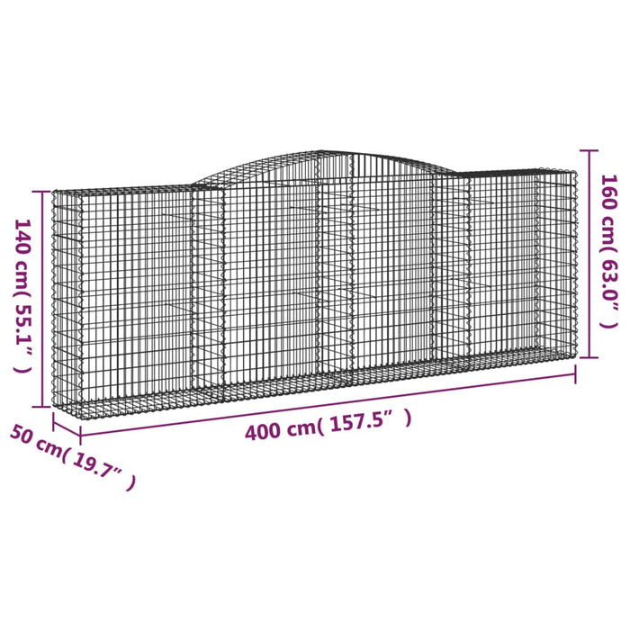 Coșuri gabion arcuite 2 buc, 400x50x140/160 cm, fier galvanizat - WALTI WALTI