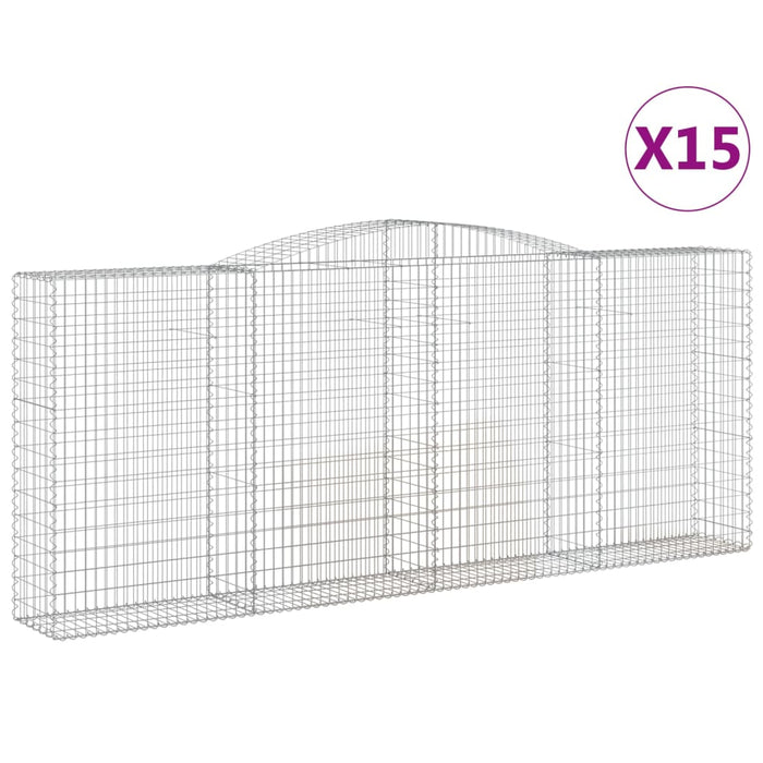 Coș gabion arcuit, 15 buc, 400x50x160/180 cm, fier galvanizat WALTI
