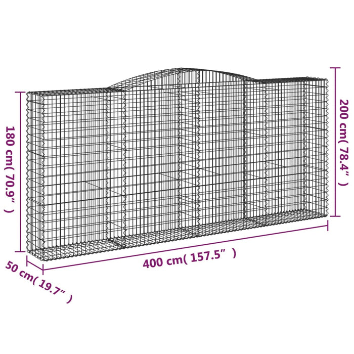 Coșuri gabion arcuite 5 buc, 400x50x180/200 cm, fier galvanizat WALTI