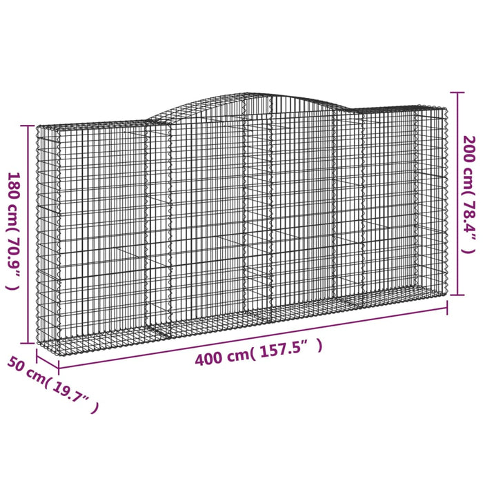 Coșuri gabion arcuite 6 buc, 400x50x180/200 cm, fier galvanizat WALTI