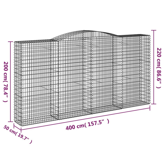 Coșuri gabion arcuite, 8 buc 400x50x200/220 cm, fier galvanizat - WALTI WALTI