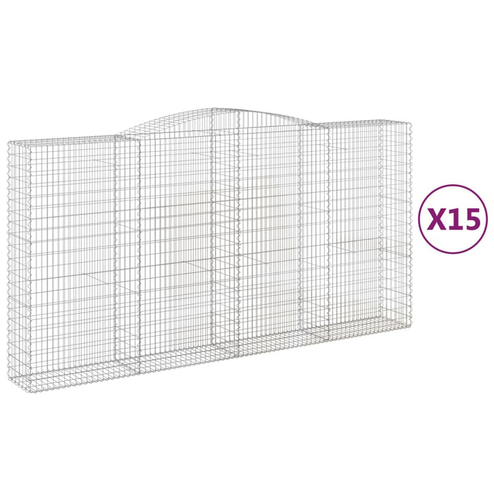 Coșuri gabion arcuite, 15 buc 400x50x200/220cm, fier galvanizat WALTI