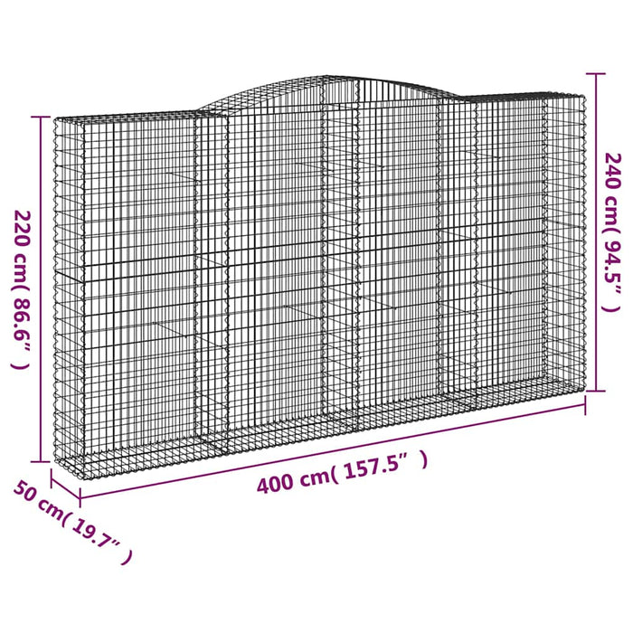 Coșuri gabion arcuite, 5 buc, 400x50x220/240cm, fier galvanizat - WALTI WALTI