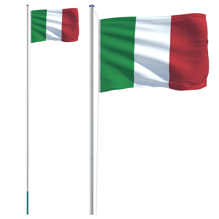 Steag Italia și stâlp din aluminiu, 6,08 m WALTI