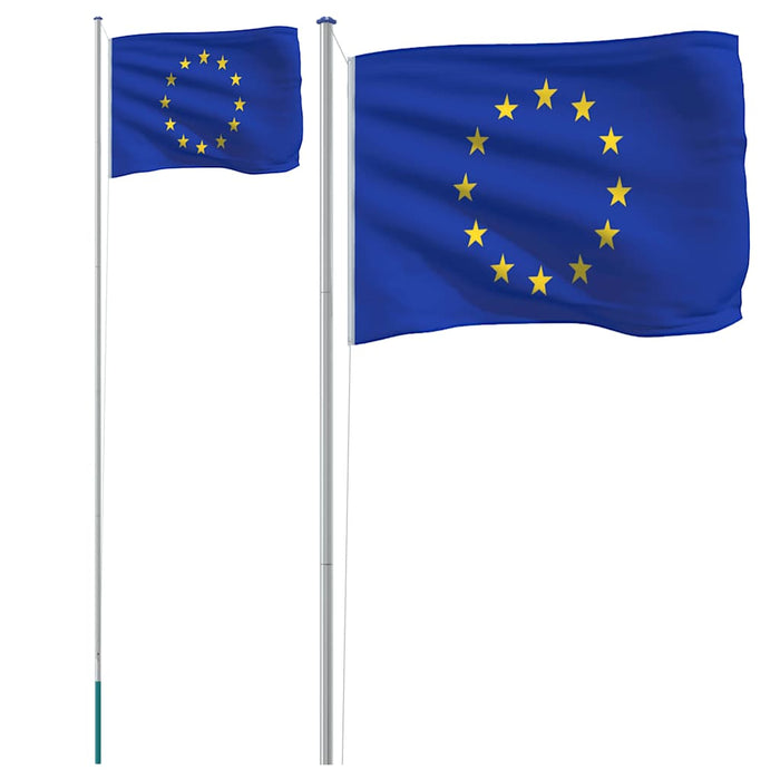 Steag Europei și stâlp din aluminiu, 6,08 m WALTI