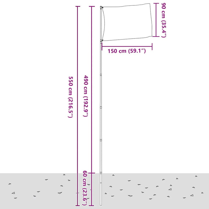 Steag Bulgaria și stâlp din aluminiu, 5,5 m WALTI