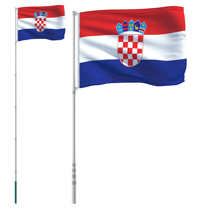 Steag Croația și stâlp din aluminiu, 5,5 m WALTI