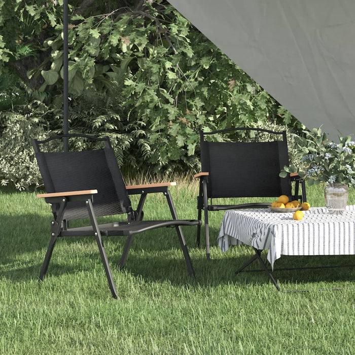 Scaune de camping, 2 buc., negru, 54x43x59 cm, țesătură Oxford - WALTI WALTI