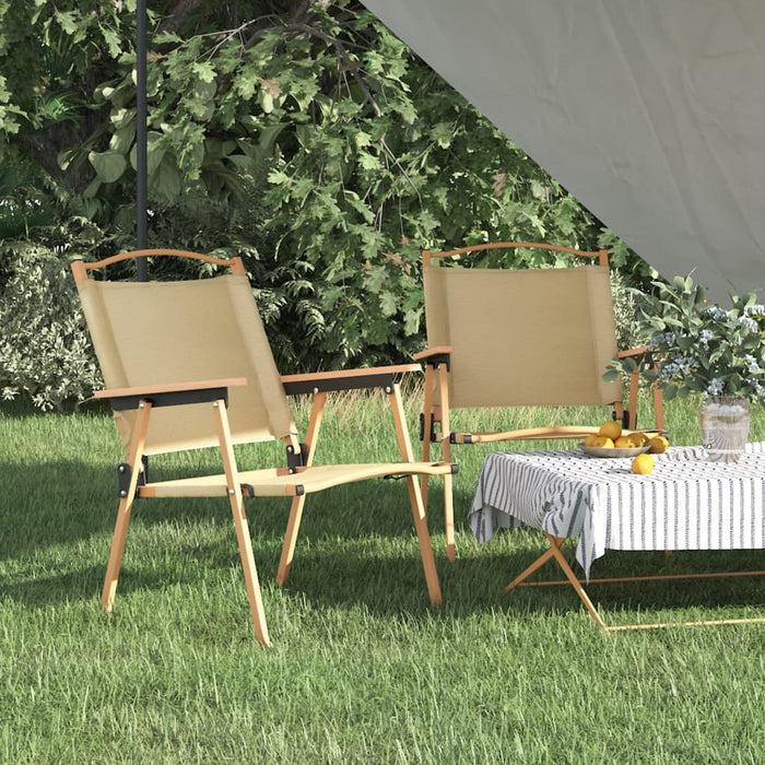 Scaune de camping, 2 buc., bej, 54x55x78 cm, țesătură Oxford - WALTI WALTI