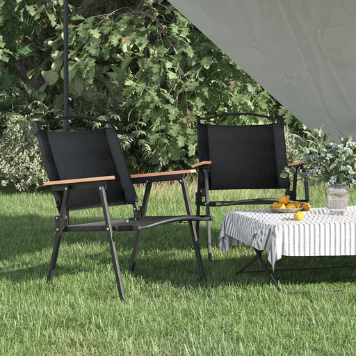 Scaune de camping, 2 buc., negru, 54x55x78 cm, țesătură Oxford - WALTI WALTI