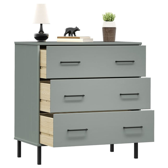 Servantă cu 3 sertare, gri, 77x40x79,5 cm, lemn masiv OSLO - WALTI WALTI