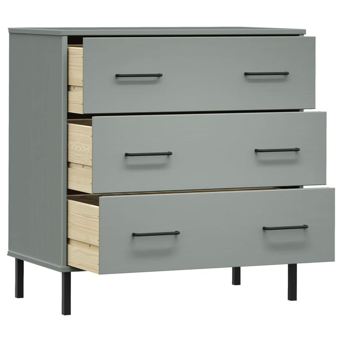 Servantă cu 3 sertare, gri, 77x40x79,5 cm, lemn masiv OSLO - WALTI WALTI