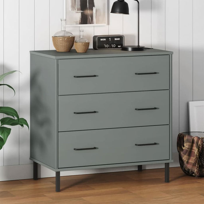 Servantă cu 3 sertare, gri, 77x40x79,5 cm, lemn masiv OSLO - WALTI WALTI
